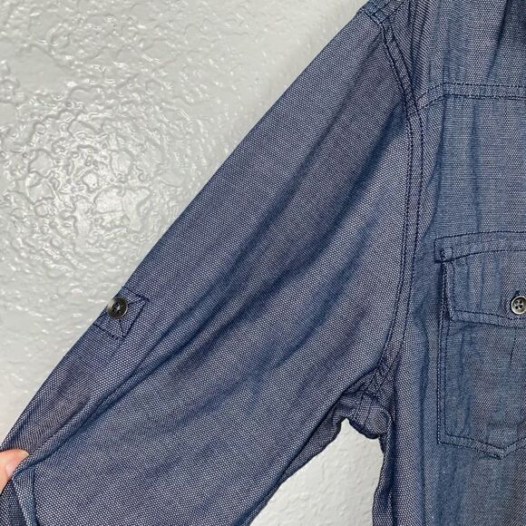 Rock & Republic Ladies Denim Dress Shirt, Long Sleeve Blue Size Large - Picture 10 of 12